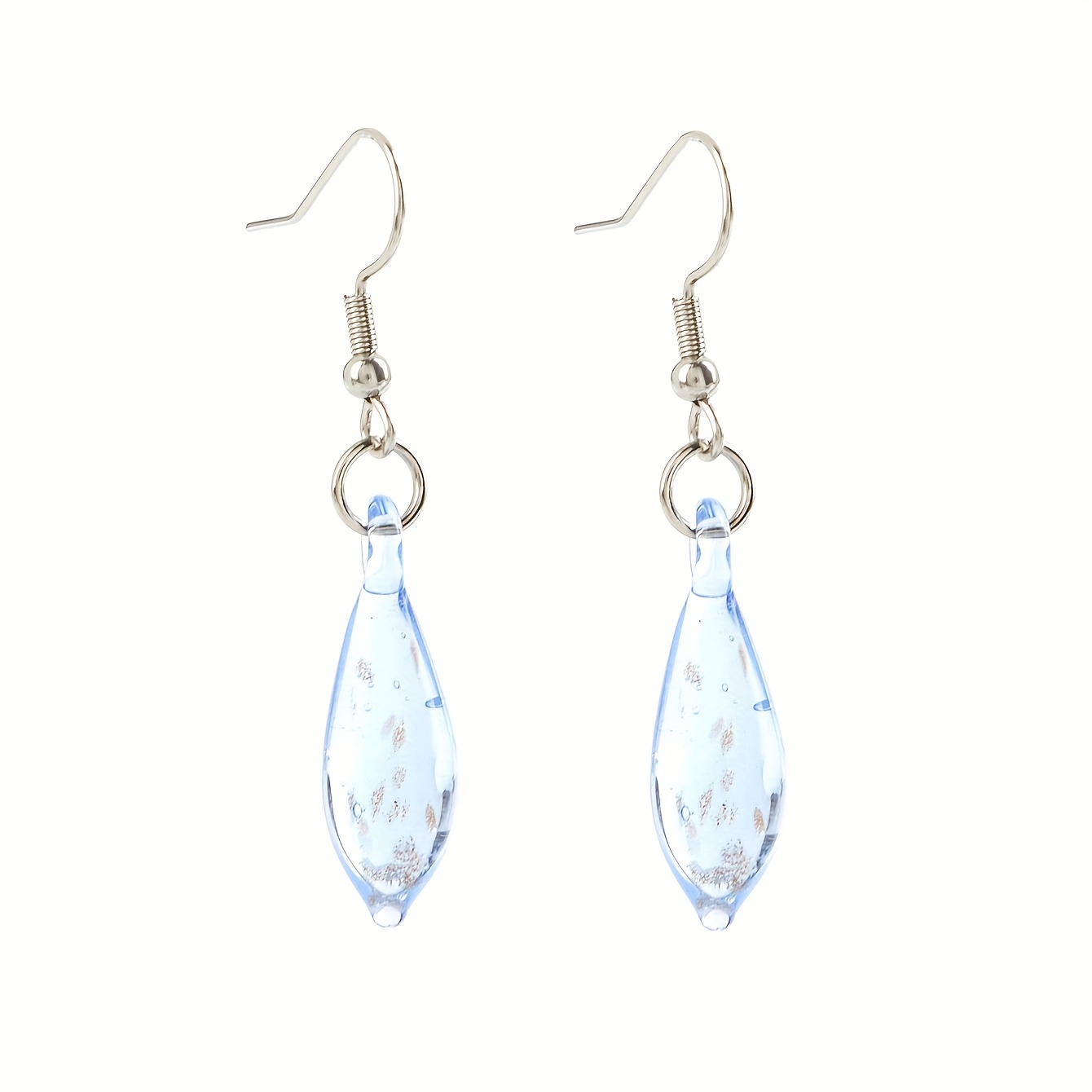 Women's Unique Teardrop Glass Pendant Earrings, Handmade